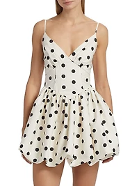 Apaline Polka Dot Cotton Bubble-Hem Minidress