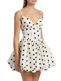 Apaline Polka Dot Cotton Bubble-Hem Minidress