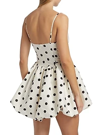 Apaline Polka Dot Cotton Bubble-Hem Minidress