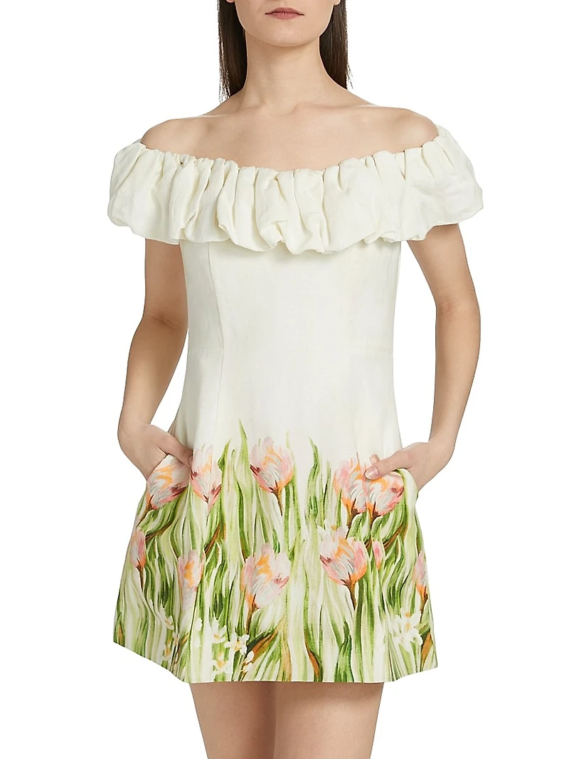 Uma Ruffled Off-The-Shoulder Minidress
