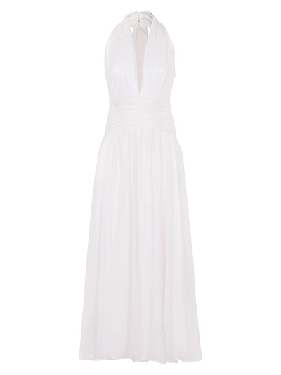 Arella Polka Dot Silk Halterneck Maxi Dress
