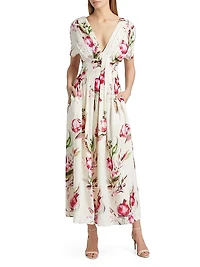 Sonya Pleated Floral Midi-Dress