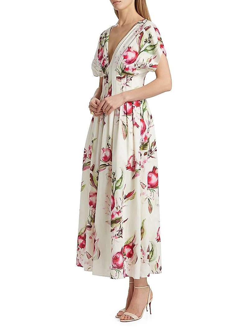 Sonya Pleated Floral Midi-Dress