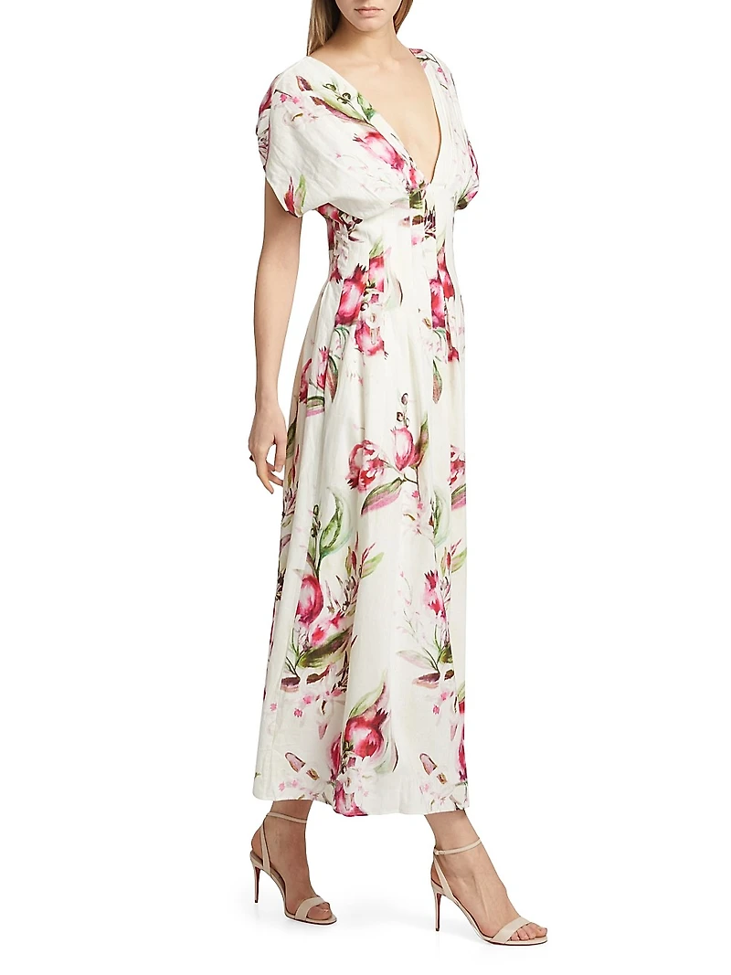 Sonya Pleated Floral Midi-Dress