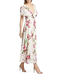 Sonya Pleated Floral Midi-Dress