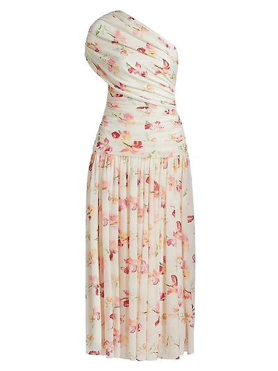 Gaia Floral One-Shoulder Maxi Dress