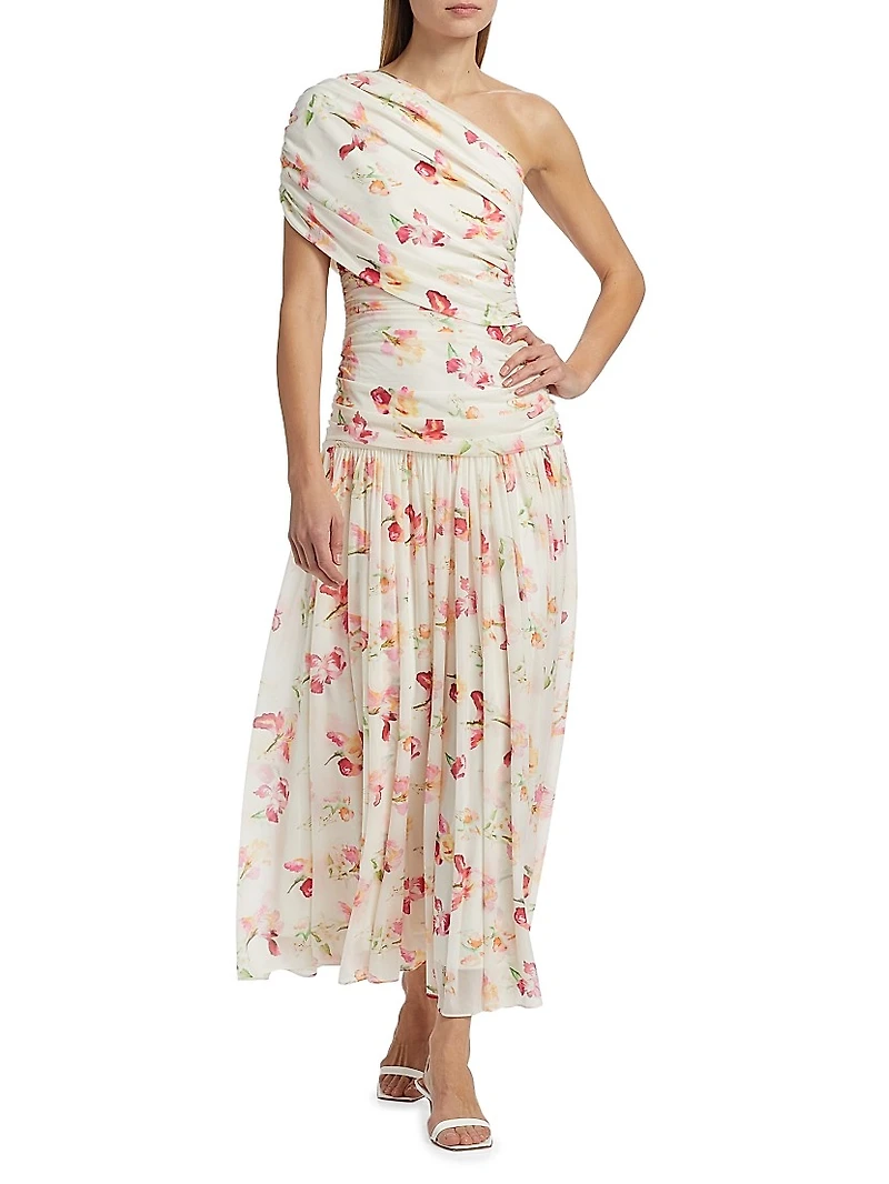 Gaia Floral One-Shoulder Maxi Dress