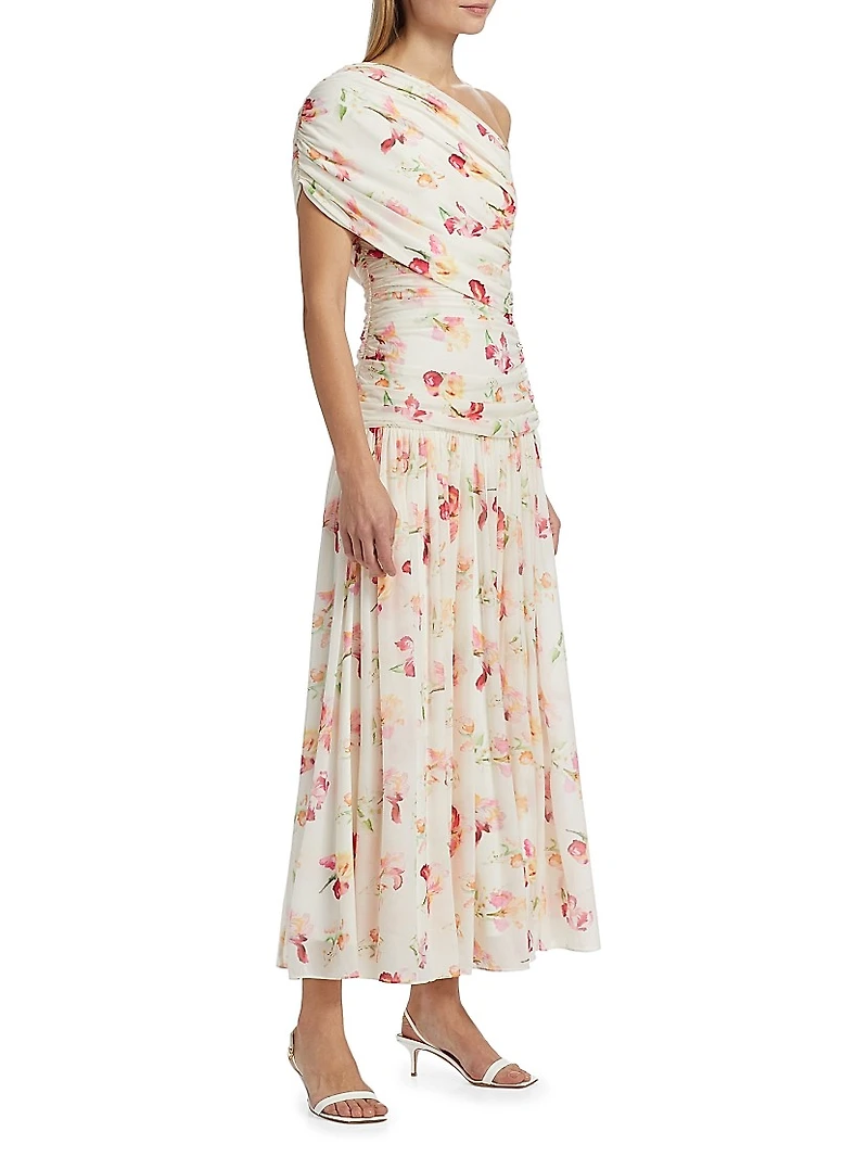 Gaia Floral One-Shoulder Maxi Dress