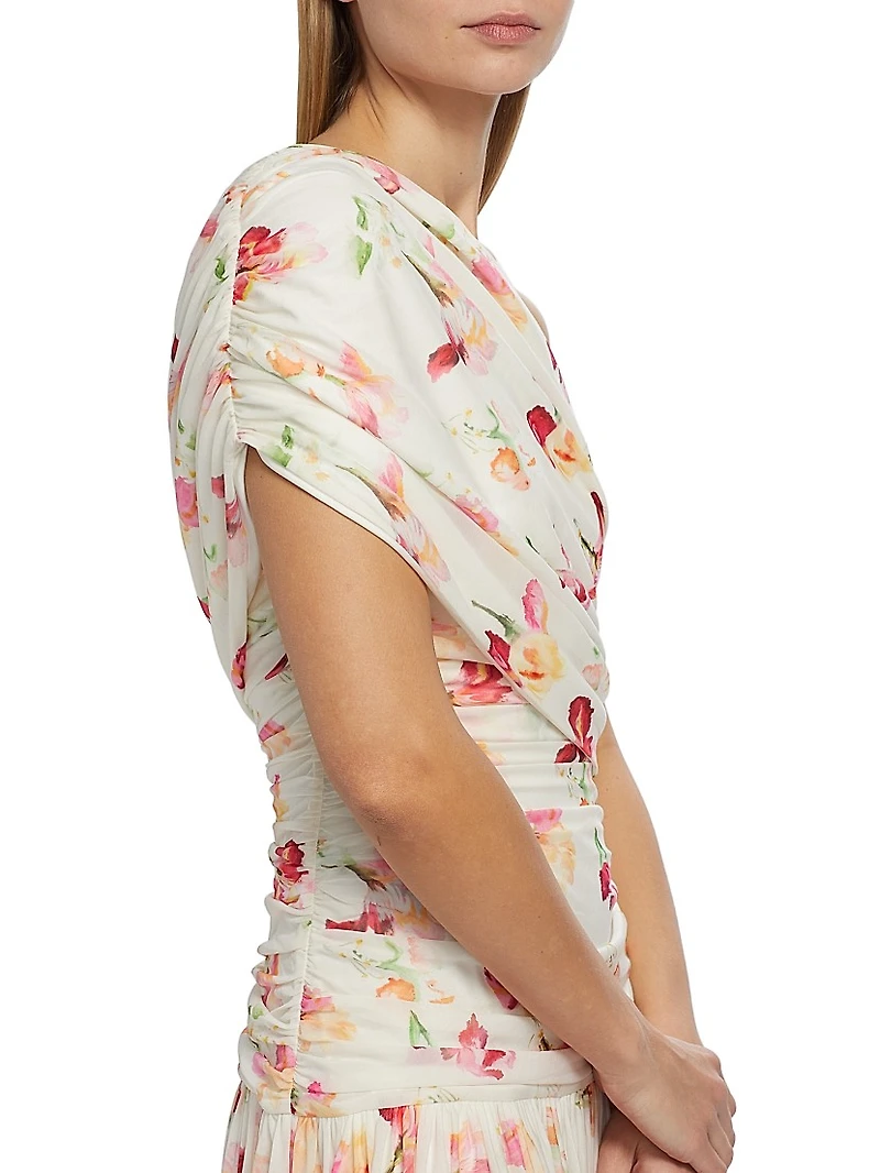 Gaia Floral One-Shoulder Maxi Dress
