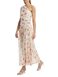 Gaia Floral One-Shoulder Maxi Dress