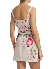 Elissa Floral Linen-Blend Belted Minidress