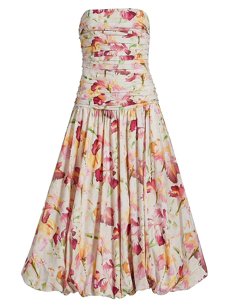 Despina Floral Cotton Bubble Midi-Dress