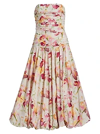 Despina Floral Cotton Bubble Midi-Dress
