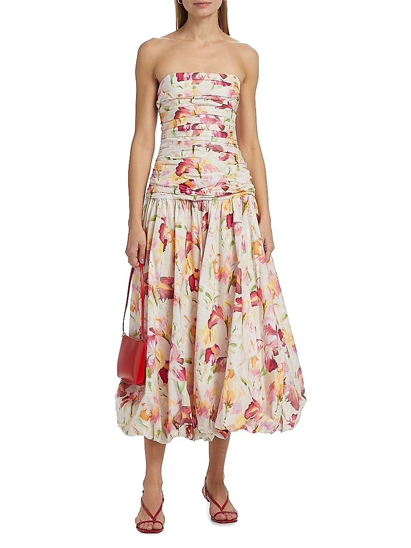 Despina Floral Cotton Bubble Midi-Dress