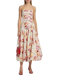Despina Floral Cotton Bubble Midi-Dress