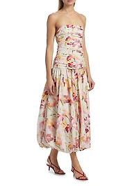 Despina Floral Cotton Bubble Midi-Dress