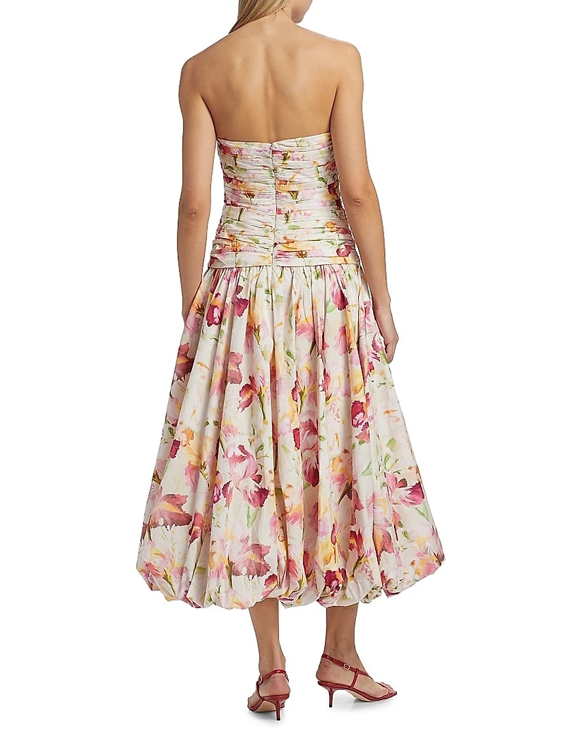 Despina Floral Cotton Bubble Midi-Dress