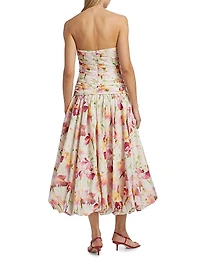 Despina Floral Cotton Bubble Midi-Dress