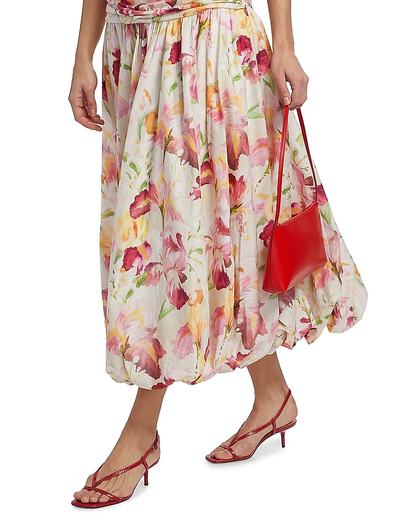 Despina Floral Cotton Bubble Midi-Dress