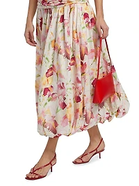 Despina Floral Cotton Bubble Midi-Dress