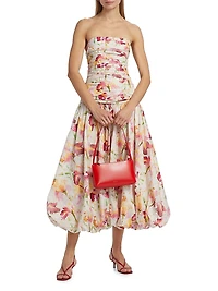 Despina Floral Cotton Bubble Midi-Dress