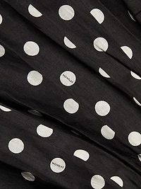 Drenica Polka Dot Linen Drop-Waist Midi-Dress