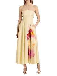 Melody Floral Linen-Blend Sleeveless Midi-Dress