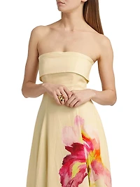Melody Floral Linen-Blend Sleeveless Midi-Dress