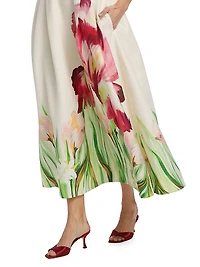 Kyra Floral Belted Strapless Fit & Flare Midi-Dress
