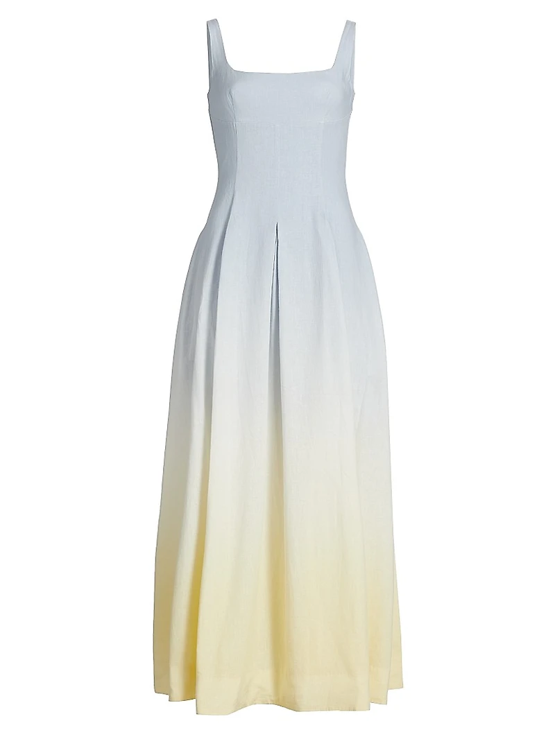 Stefania Ombré Linen-Blend Pleated Dress