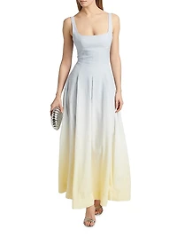 Stefania Ombré Linen-Blend Pleated Dress