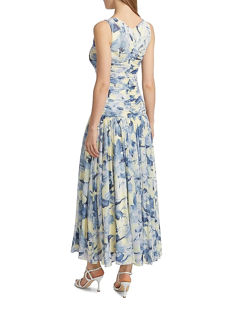 Melia Floral Ruched Midi-Dress
