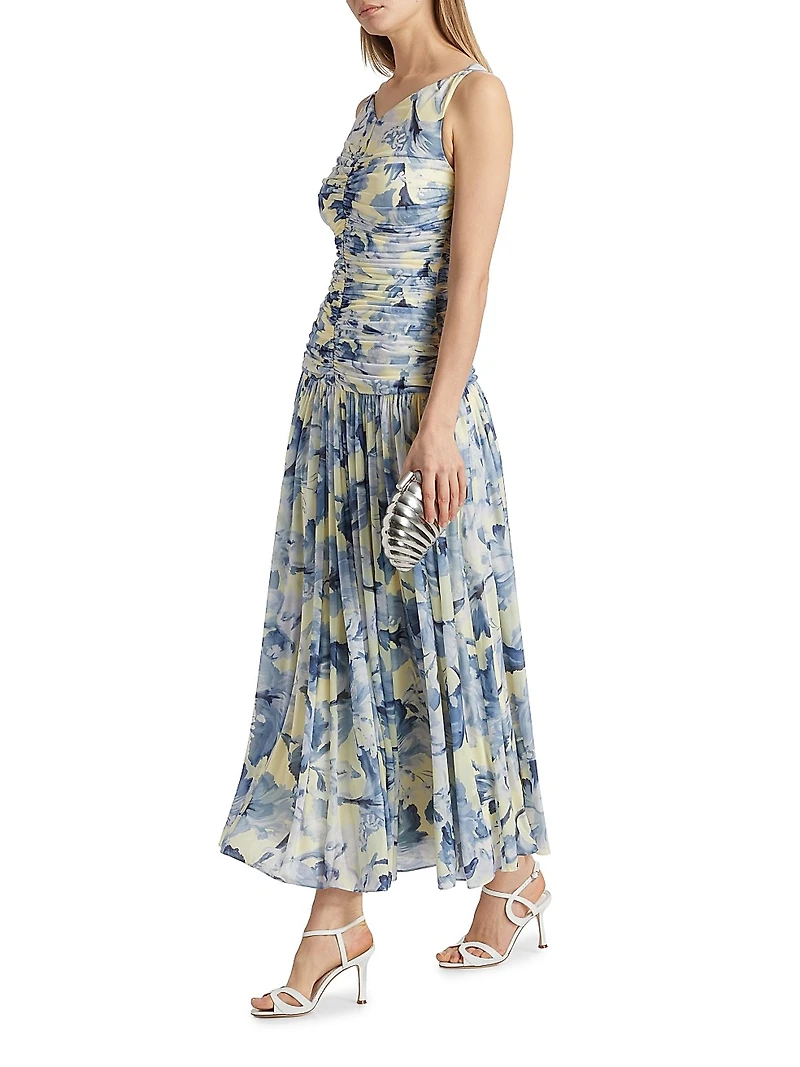 Melia Floral Ruched Midi-Dress