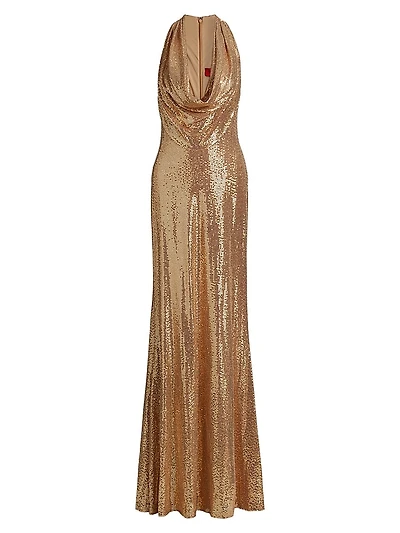 Milana Disco Cowleneck Jersey Gown