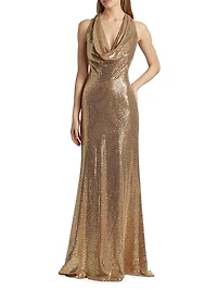Milana Disco Cowleneck Jersey Gown
