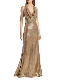 Milana Disco Cowleneck Jersey Gown