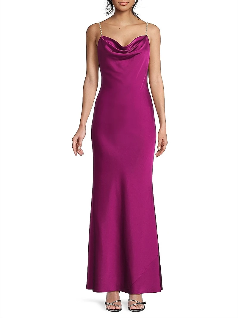 Lola Satin Cowlneck Gown