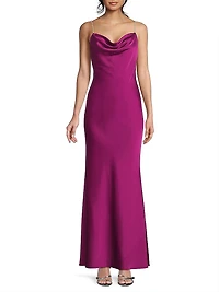 Lola Satin Cowlneck Gown