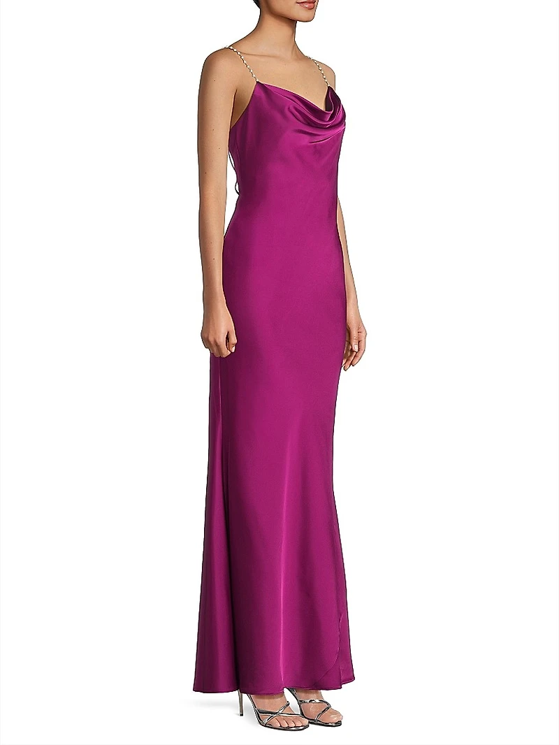 Lola Satin Cowlneck Gown