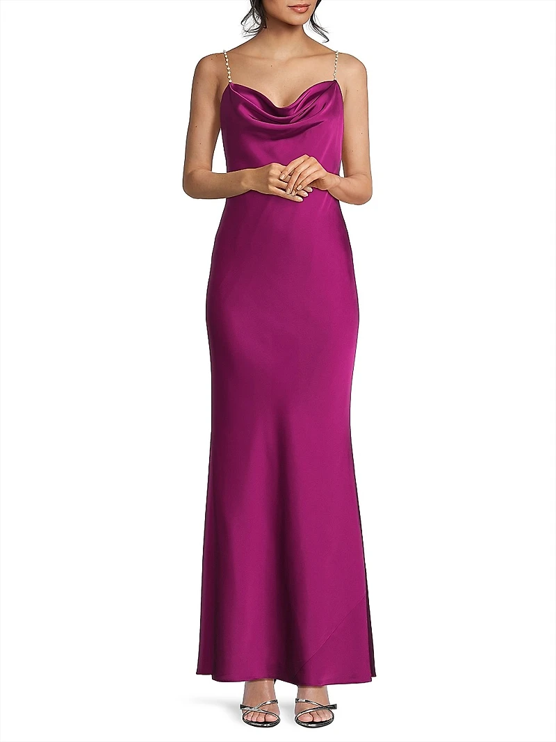 Lola Satin Cowlneck Gown