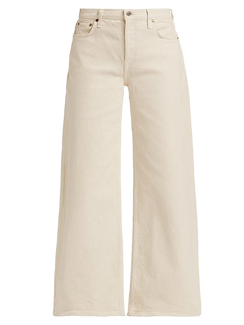 Stretch Mid-Rise Wide-Leg Crop Jeans