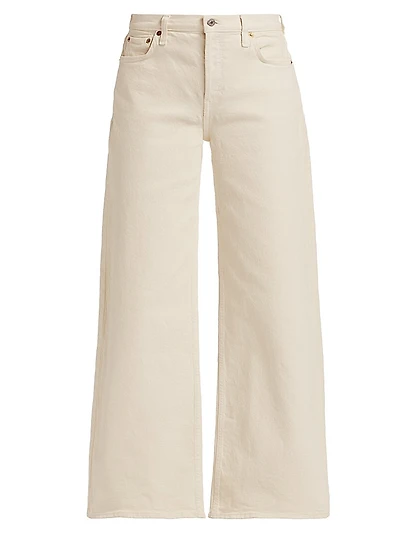 Stretch Mid-Rise Wide-Leg Crop Jeans