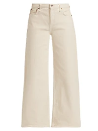 Stretch Mid-Rise Wide-Leg Crop Jeans