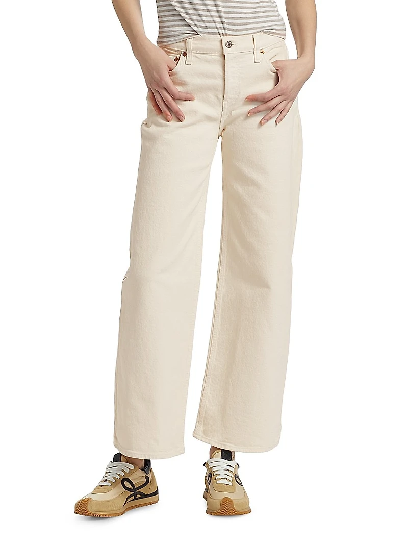 Stretch Mid-Rise Wide-Leg Crop Jeans