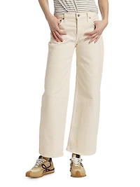 Stretch Mid-Rise Wide-Leg Crop Jeans