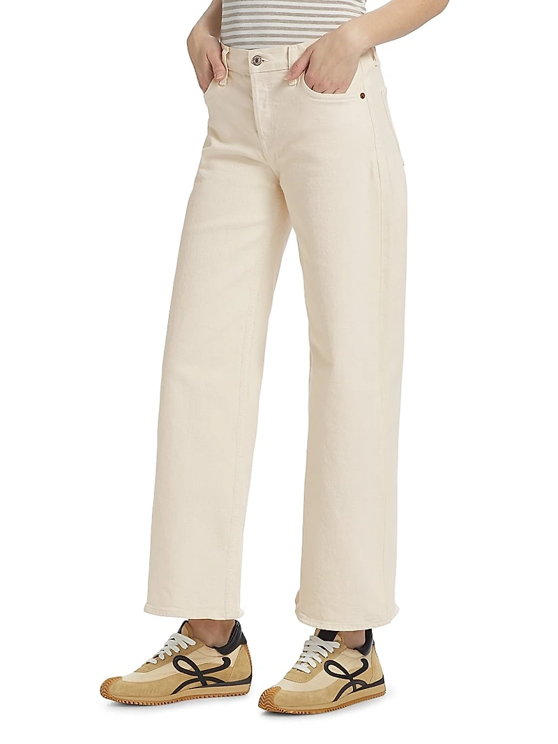 Stretch Mid-Rise Wide-Leg Crop Jeans