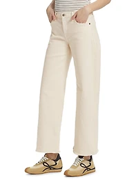 Stretch Mid-Rise Wide-Leg Crop Jeans