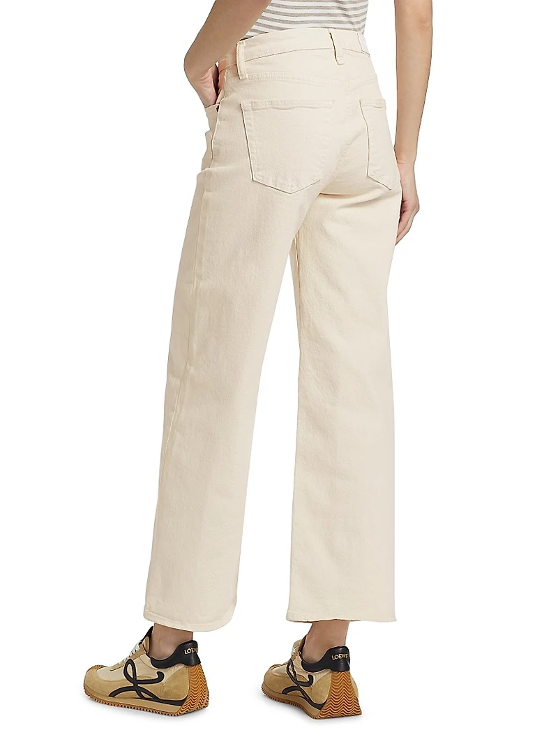 Stretch Mid-Rise Wide-Leg Crop Jeans