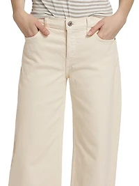 Stretch Mid-Rise Wide-Leg Crop Jeans