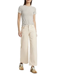 Stretch Mid-Rise Wide-Leg Crop Jeans